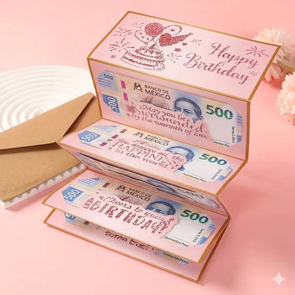 Sobre Tarjeta Plegable Regalo Dinero Efectivo Cumpleaño Niña