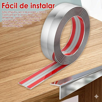 3 metros Moldura Decorativa Autoadhesiva Cromo Flexible Para Borde