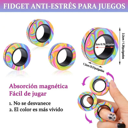 Set De Anillos Magnéticos Con Forma De Fidget Spinner Dedo