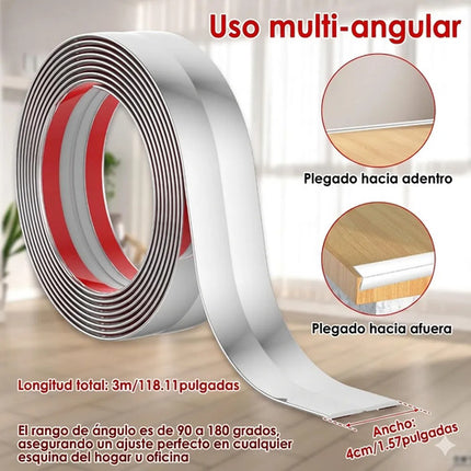 3 metros Moldura Decorativa Autoadhesiva Cromo Flexible Para Borde
