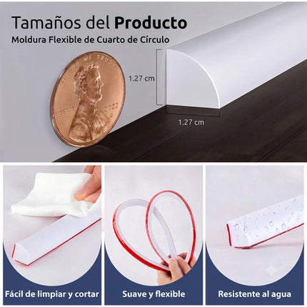 2m Moldura Esquina De Pared Flexible Autoadhesiva Silicona