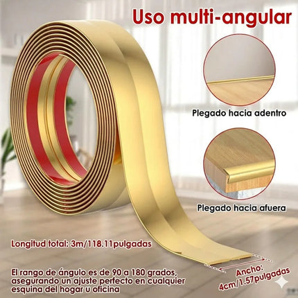 3 metros Moldura Decorativa Autoadhesiva Cromo Flexible Para Borde