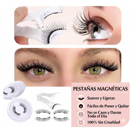 Pestañas Magnéticas Naturales Reutilizables 3d Con Aplicador