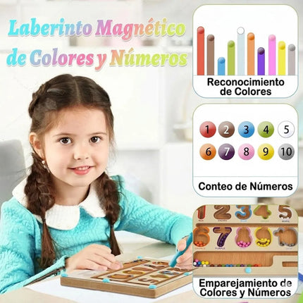 Laberinto Magnético De Madera Juguete Numeros Colores Nieve