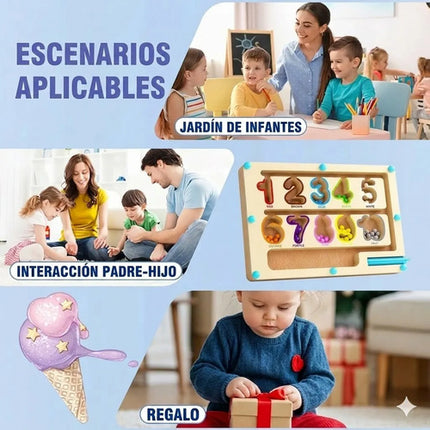 Laberinto Magnético De Madera Juguete Numeros Colores Nieve