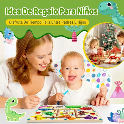 Laberinto Magnético De Madera Juguete Montessori Dinosaurios