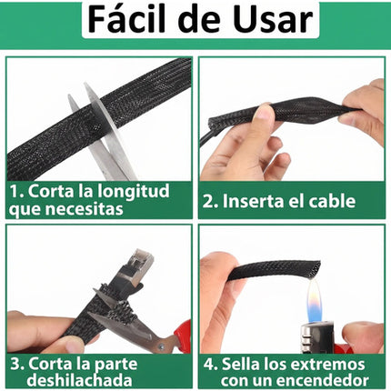 3m Canaleta Organizador De Cables Funda Trenzada Expandible