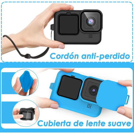 Funda Silicona Goprohero 13 12 11 10 9 Con Tapa Lente Correa