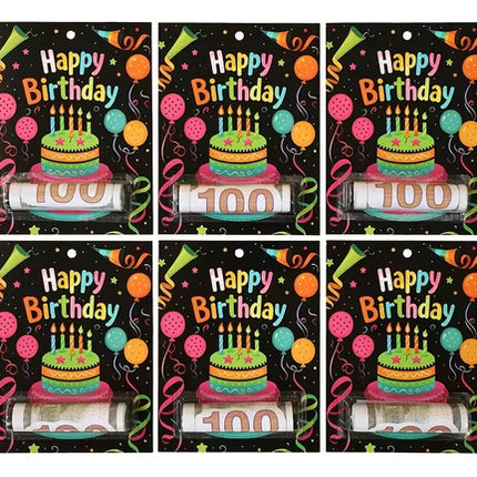 6 Tarjetas Portabilletes Cumpleaños Regalo Dinero Fiestas