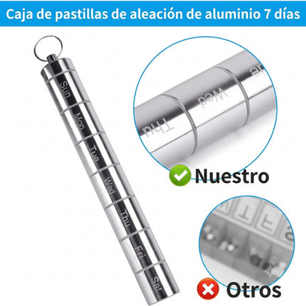 Tubo Pastillero Metal Semanal Dispensador Medicina Llavero