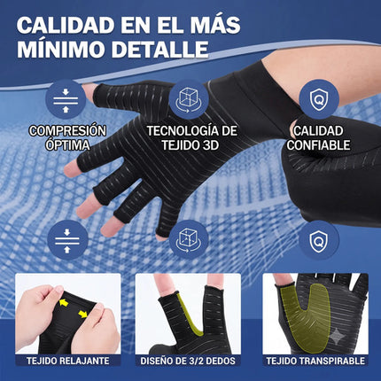 2 Guantes De Compresión Cobre Para Artritis Y Túnel Carpiano