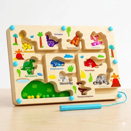 Laberinto Magnético De Madera Juguete Montessori Dinosaurios
