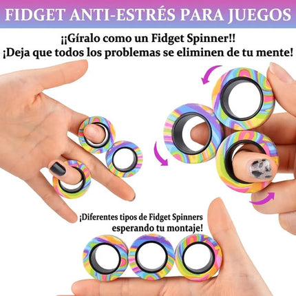 Set De Anillos Magnéticos Con Forma De Fidget Spinner Dedo
