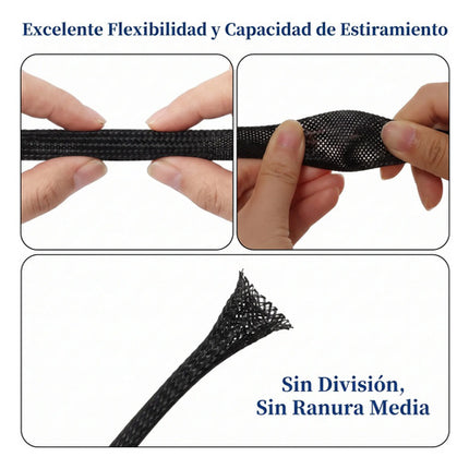 3m Canaleta Organizador De Cables Funda Trenzada Expandible