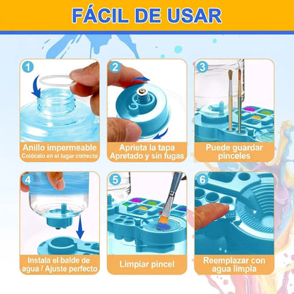 Enjuagador Pinceles Con Dispensador Agua Pintar Oleo Niños