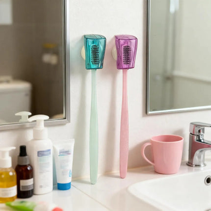 Set 3 Protectores Porta Cepillo Dientes Pared Con Ventosa
