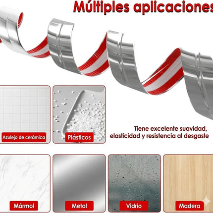 3 metros Moldura Decorativa Autoadhesiva Cromo Flexible Para Borde