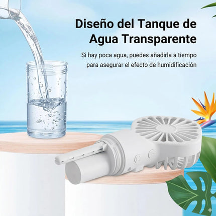 Ventilador Portátil Mano Spray Agua Humidificador Recargable