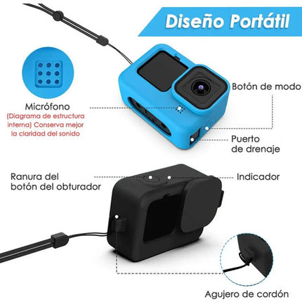 Funda Silicona Goprohero 13 12 11 10 9 Con Tapa Lente Correa
