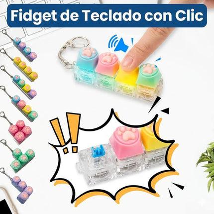 Llavero Fidget Toy Teclado Pata De Gato Antiestrés Clicker