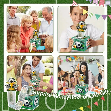 Caja Regalo Cumpleaños Dinero En Efectivo Fútbol Niño Fiesta Verde