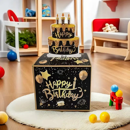 Caja Regalo Dinero En Efectivo Billetes Cumpleaños Fiestas Negro