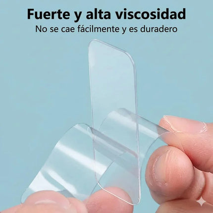 60 Cintas Doble Cara Adhesiva Transparente Reutilizable Gel