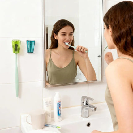 Set 3 Protectores Porta Cepillo Dientes Pared Con Ventosa