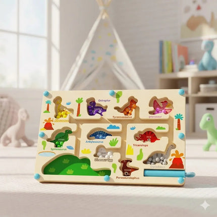 Laberinto Magnético De Madera Juguete Montessori Dinosaurios