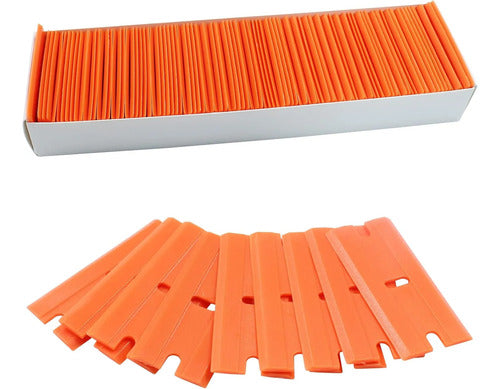 100 Cuchillas Plástica Doble Filo Quita Calcomanía Pegamento