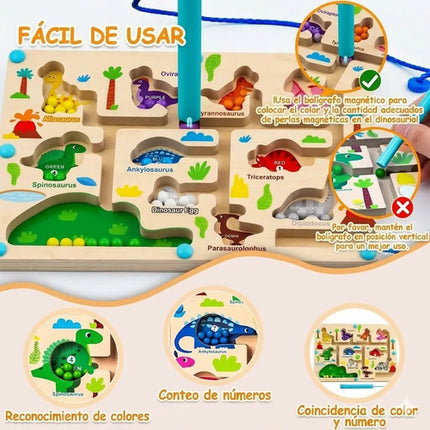 Laberinto Magnético De Madera Juguete Montessori Dinosaurios