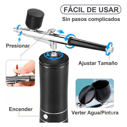 Kit Aerógrafo Inalámbrico Portátil Mini Compresor Recargable