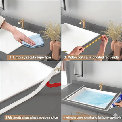 1m Tira Ducha Burlete Adhesivo Silicona Barrera Agua Baño