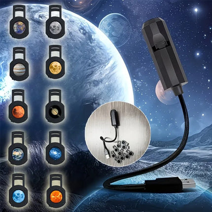 Proyector Luz Led Usb Galaxia Planetas Sistema Solar 10 En 1