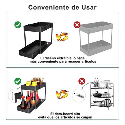 Organizador 2 Niveles Para Debajo Fregadero Tarja Con Cajon