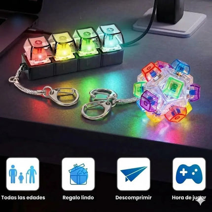 Llavero Fidget Pelota Antiestrés Sensorial Teclado Luz Led