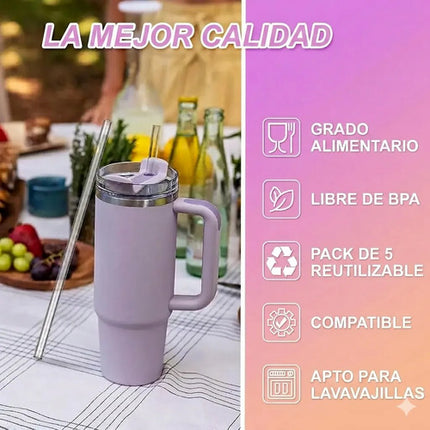 5 Popotes Repuesto Termo Stanley Vaso 30 Y 40oz + Cepillo