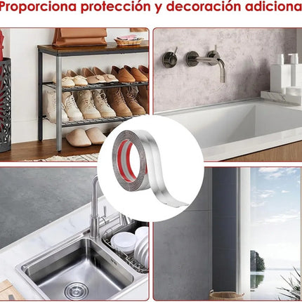 3 metros Moldura Decorativa Autoadhesiva Cromo Flexible Para Borde