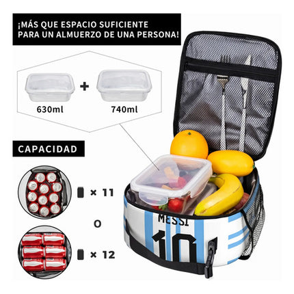 Lonchera Messi 10 Futbol Bolsa Almuerzo Termica Niño Escuela