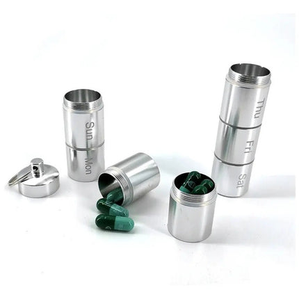Tubo Pastillero Metal Semanal Dispensador Medicina Llavero