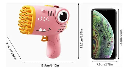 Pistola Maquina Burbujero Automática Juguete Niños Fiesta+10 Sobres de Burbujas