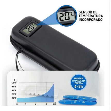 Estuche Transporte Insulina Con Termómetro Medicamento Frio