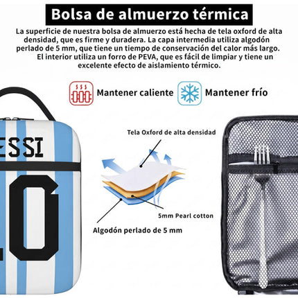 Lonchera Messi 10 Futbol Bolsa Almuerzo Termica Niño Escuela