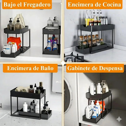 Organizador 2 Niveles Para Debajo Fregadero Tarja Con Cajon