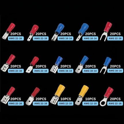 Kit 280 Terminales Eléctricas Aisladas Crimpado Para Cable
