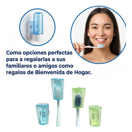 Set 3 Protectores Porta Cepillo Dientes Pared Con Ventosa