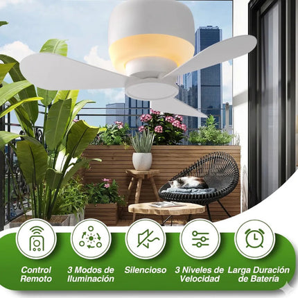 Ventilador Techo Portátil Recargable Usb Con Luz Y Control