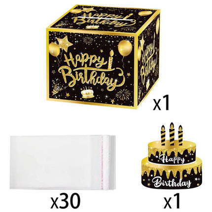 Caja Regalo Dinero En Efectivo Billetes Cumpleaños Fiestas Negro