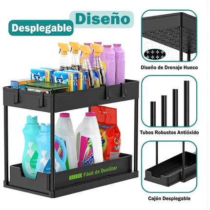 Organizador 2 Niveles Para Debajo Fregadero Tarja Con Cajon