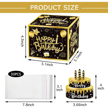 Caja Regalo Dinero En Efectivo Billetes Cumpleaños Fiestas Negro